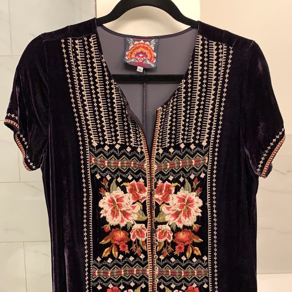 💜Johnny Was Matilda Button Down Djellaba Velvet Dress Size (XS) Warn Once!!!💜 - Picture 11 of 16